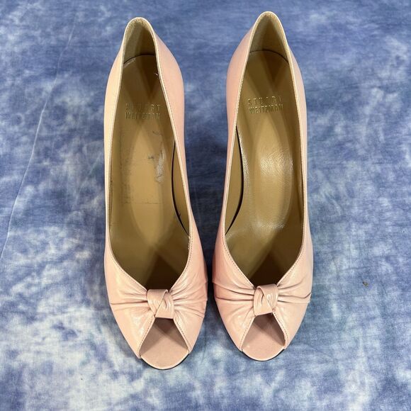 NWT Stuart Weitzman Karnac Women's Peach Leather  Open Toe Heels - Size 6 1/2M - Picture 1 of 8
